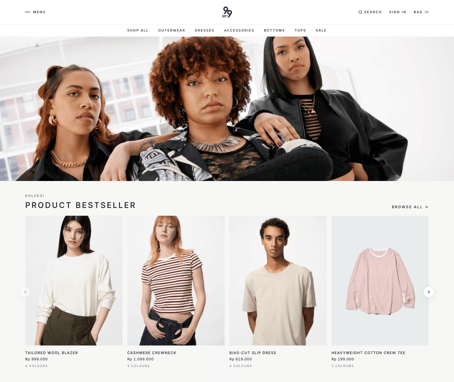 OnlineStoreKu storefront, toko Glow Atelier dengan banner promo, flash sale, dan katalog produk siap jualan